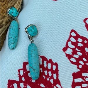Turquoise and silver dangle earrings